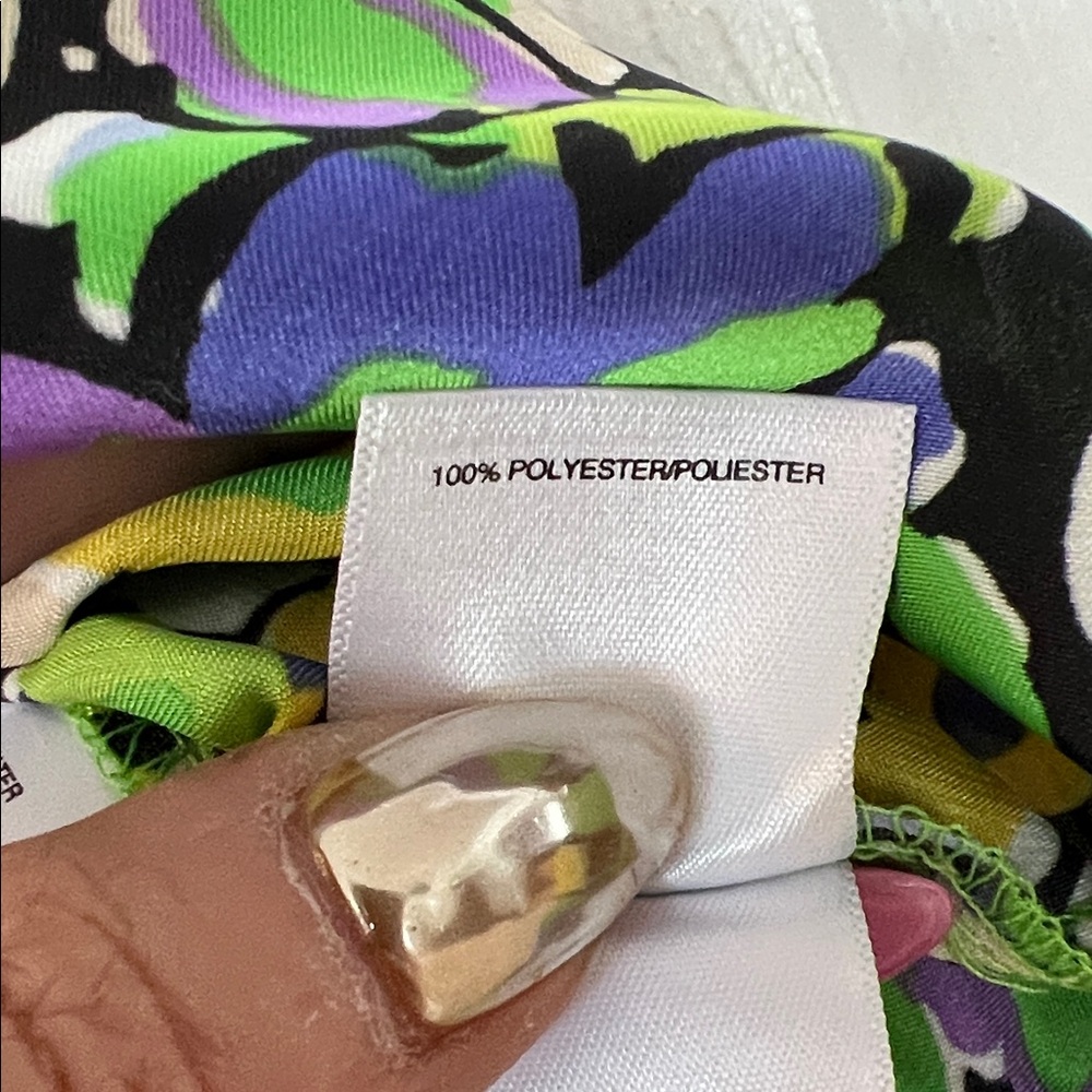 Nine West Vibrant Floral Blouse - Green, Blue, Yellow - Picture 3 of 6